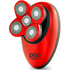 Red electric shaver with multiple heads on a white background, featuring the brand &