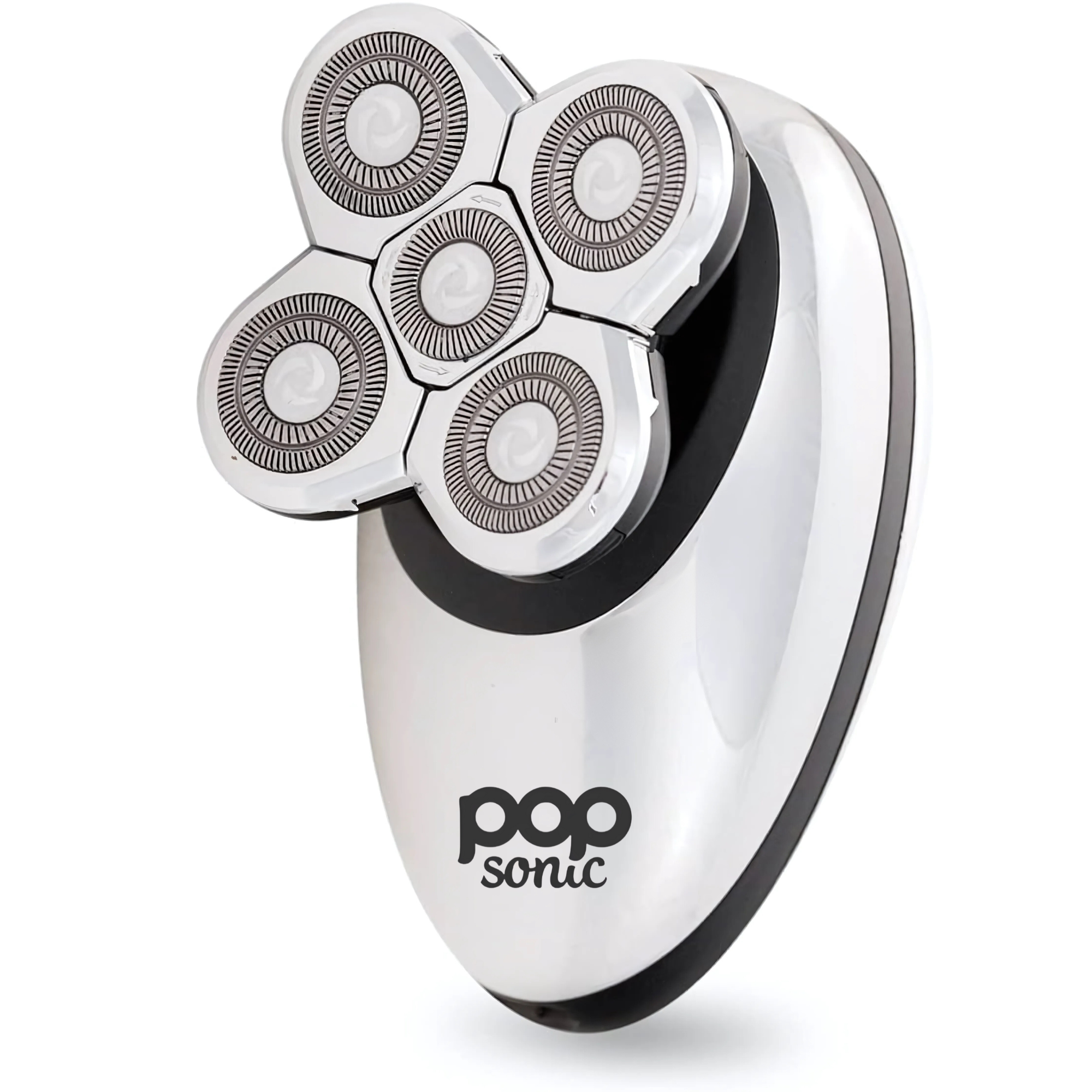 Pop Sonic electric shaver in silver on a white background