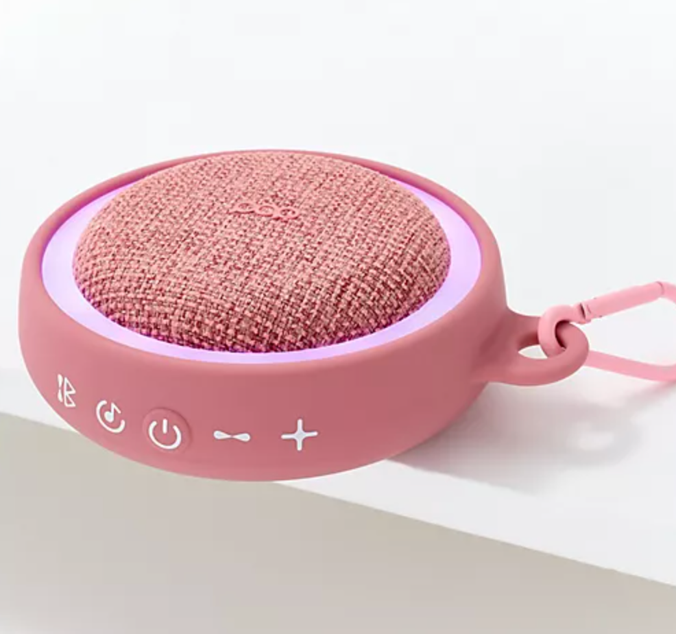 Pink sound machine with the LED color displayed on in pink