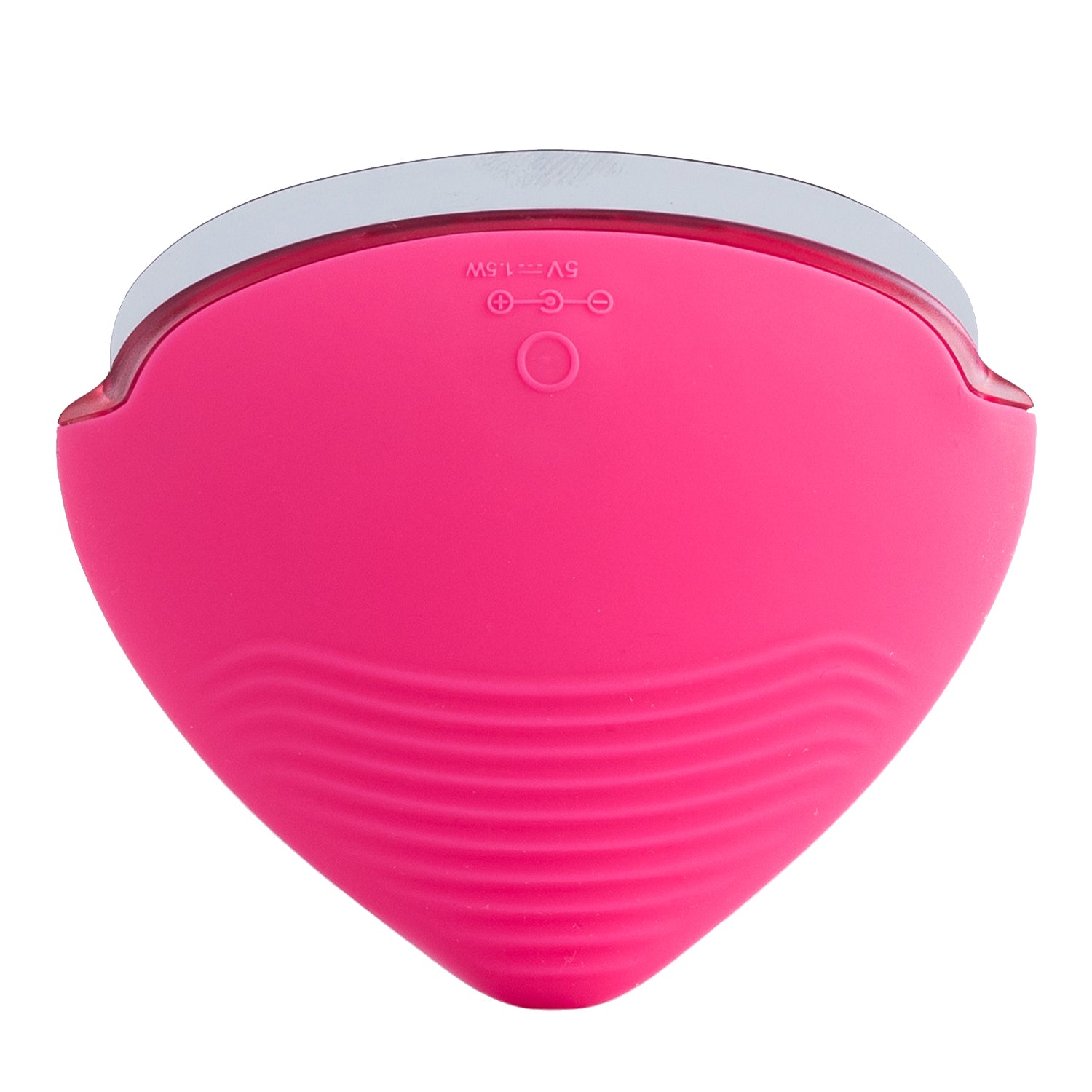 Pink electronic device with a silver top on a white background