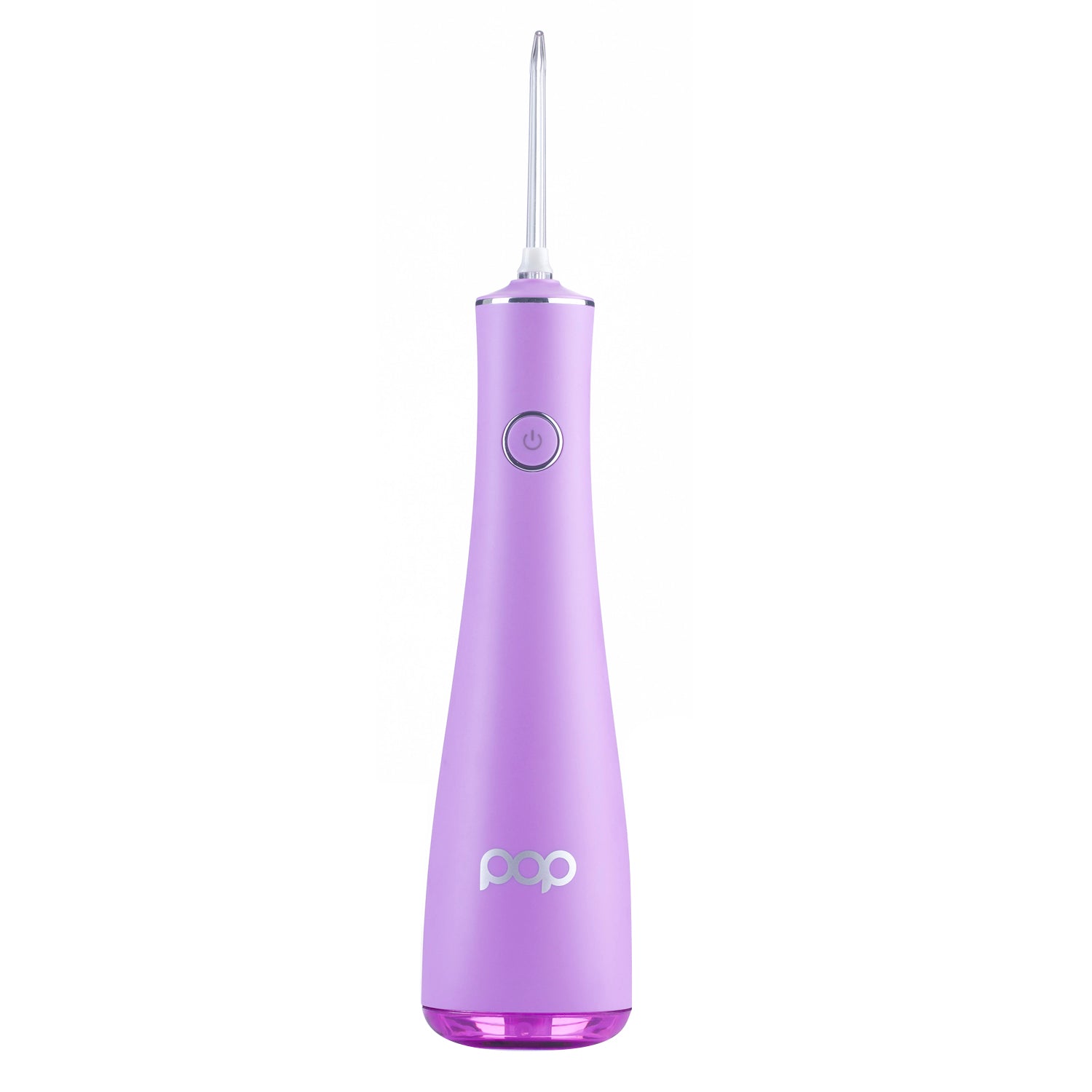 Purple dental water flosser on a white background