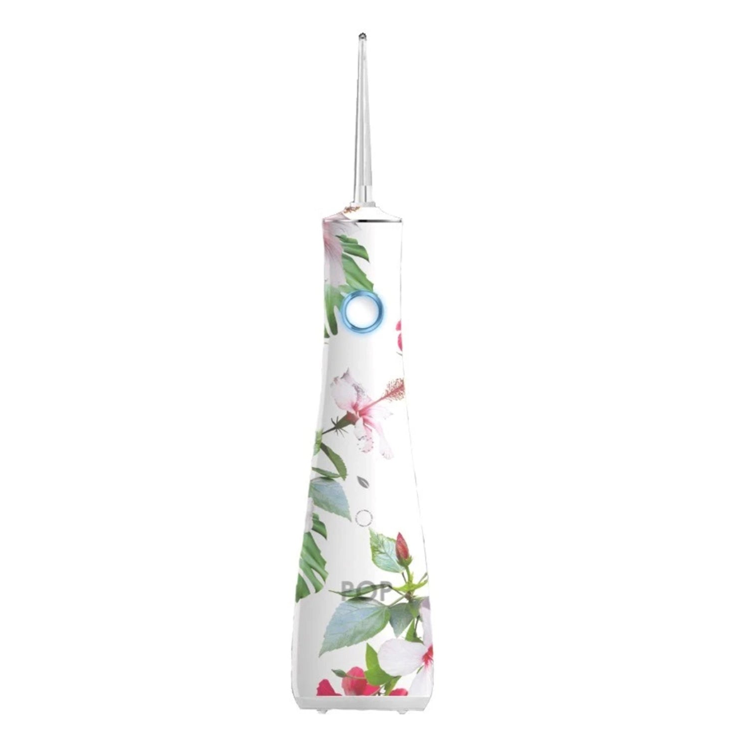 Floral-patterned electric toothbrush on a white background