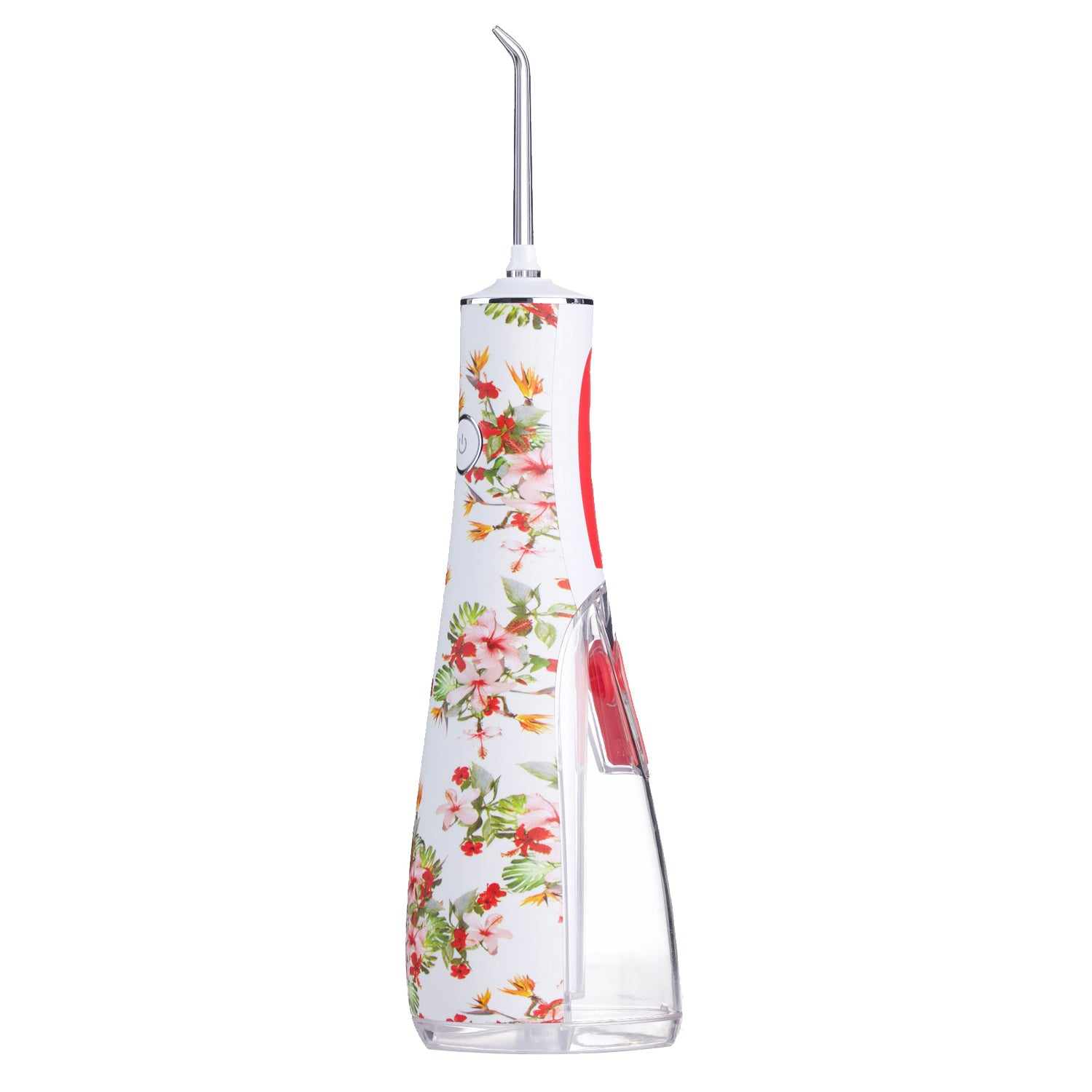Floral-patterned water flosser on a white background
