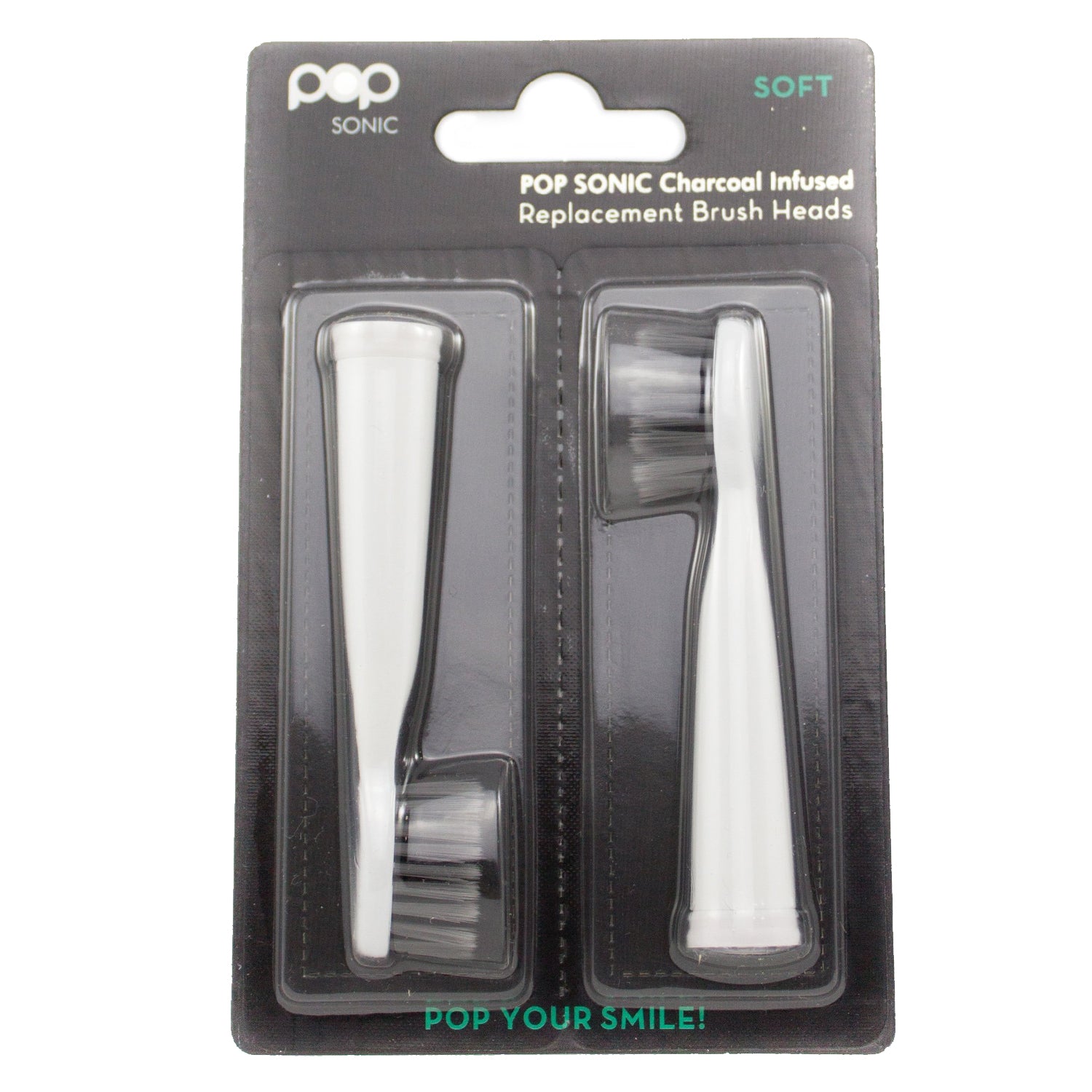 Go Sonic/Pro Sonic/USB Sonic Charcoal Infused Replacement Brush Heads - Set of 2 (two)