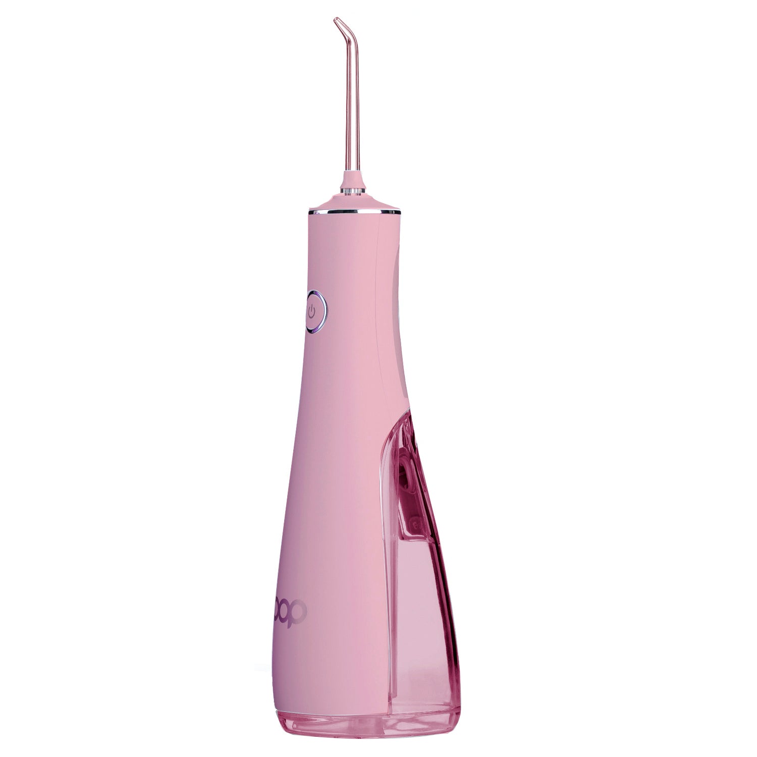 Pink dental water flosser on a white background