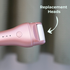 Pedi Pro Replacement Heads with arrow pointing to the grinding head