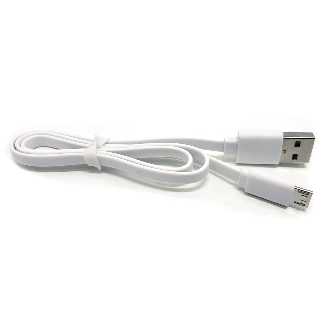 White USB cable on a white background