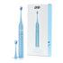 Light blue electric toothbrush with packaging on a white background