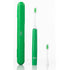 Green electric toothbrush with charging case on a white background
