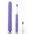 Purple electric toothbrush with travel case on a white background