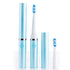 Set of blue electric toothbrushes with white handles on a white background