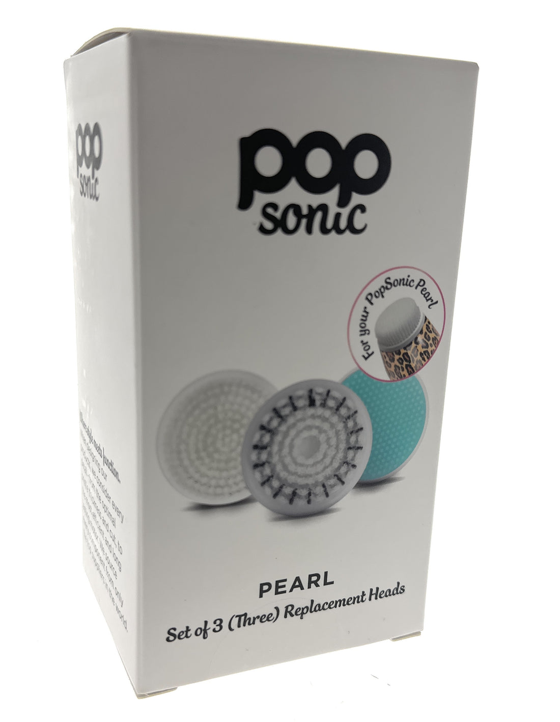Box of Pop Sonic Pearl replacement heads with three visible heads on a white background