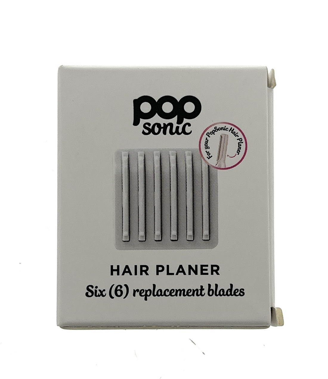 Box of Pop Sonic hair planer replacement blades on a white background