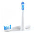 White electric toothbrush heads with blue bristles on a white background