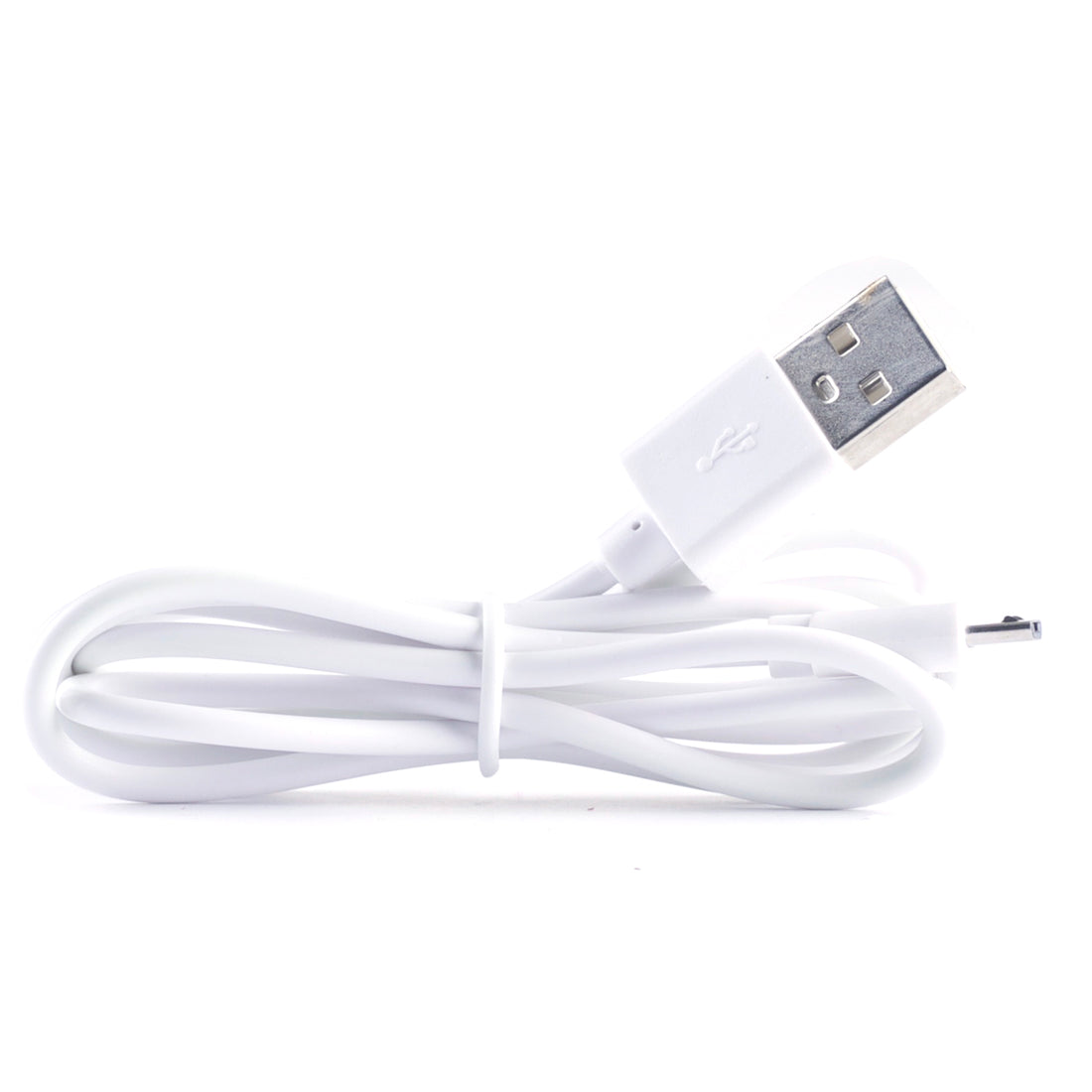 White USB cable on a white background