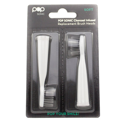 Go Sonic/Pro Sonic/USB Sonic Charcoal Infused Replacement Brush Heads - Set of 2 (two)