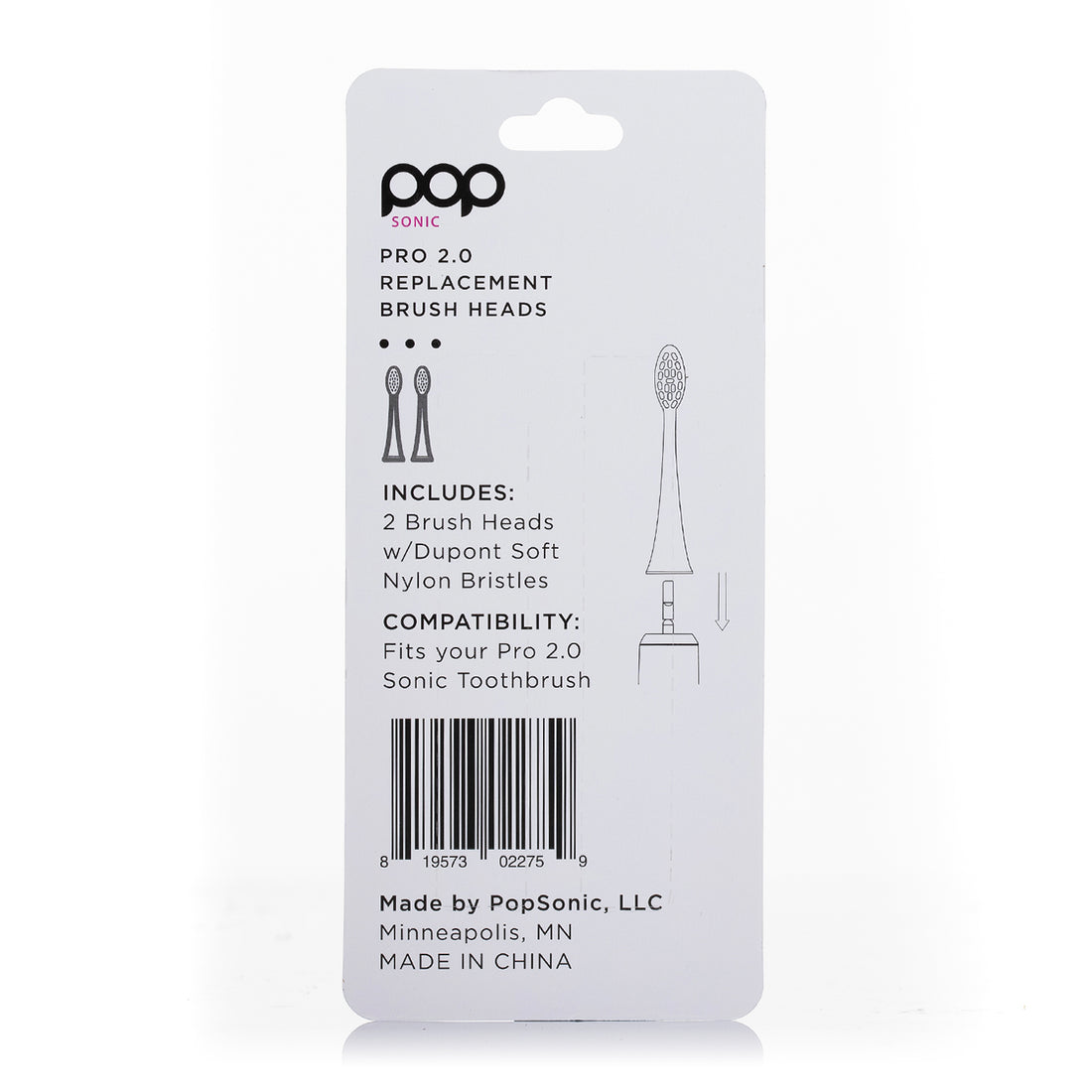 Pro 2.0 Sonic Toothbrush Replacement Brush Heads - Set of 2 (two)